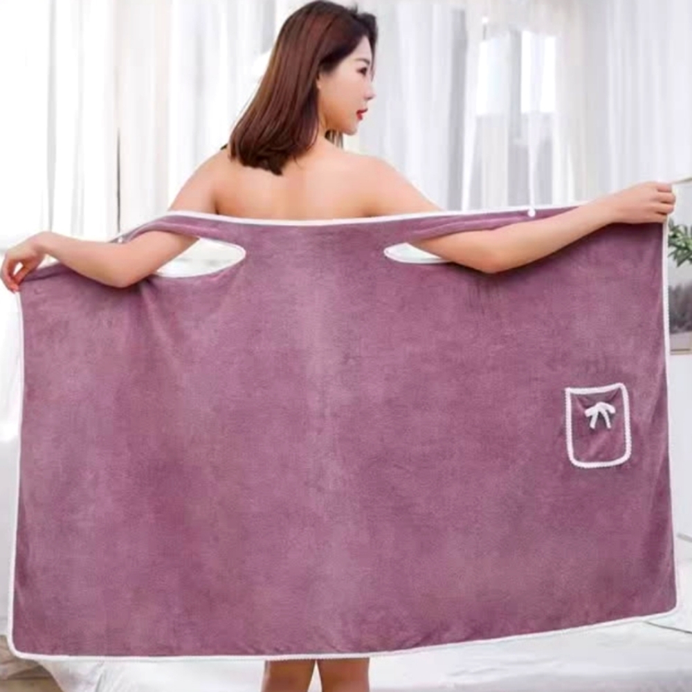 🟣 New Wrap Around Bath Towel  Best Fitting Sizes M&L Purple 🟣
